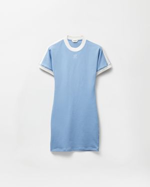 Versace Embroidered-Logo Stretch Cotton-Jersey Mini Dress - Blue