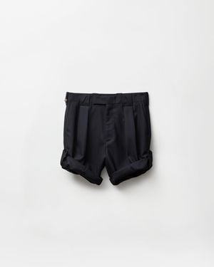 Versace Pinstripe Wool Formal Shorts - Black
