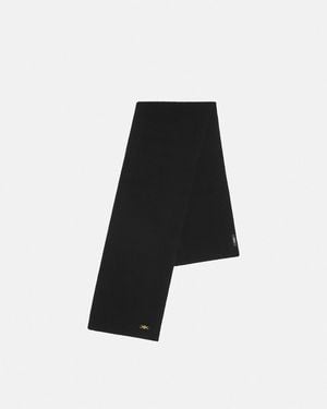 Versace Ribbed Wool-Cashmere Knit Scarf - Black