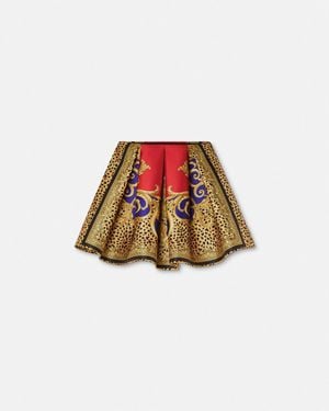 Versace Cheetah Barocco Silk Duchesse Ballet Skirt - White