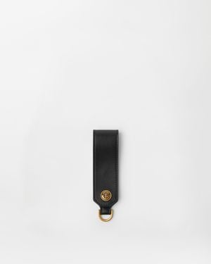 Versace Emblème Llavero De Piel - Blanco