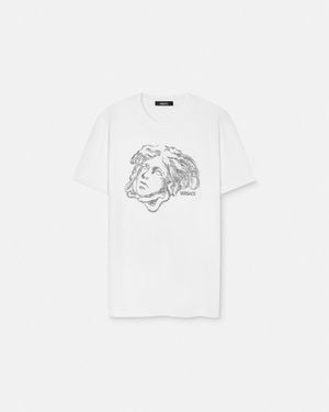 Versace Crystal Embroidered Medusa Study T-Shirt - White