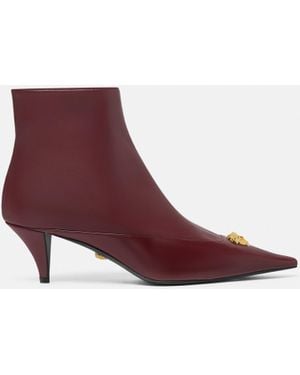 Versace La Medusa Leather Ankle Boots 55 Mm - Purple