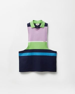 Versace Striped Cotton-Jersey Tank Top - Blue