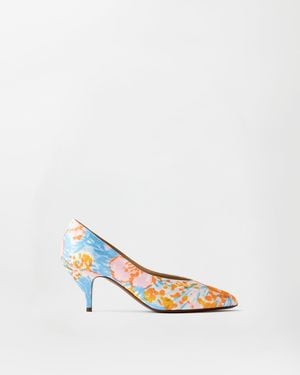 Versace Tina Printed Duchesse Court Shoes 65 Mm - White
