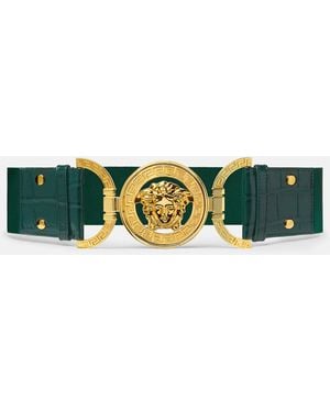 Versace Medusa '95 Cinturón Efecto Cocodrilo 6 Cm - Verde