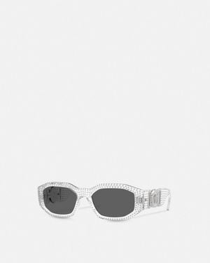 Versace Sonnenbrille Medusa Biggie Mit Kristallen - Weiß
