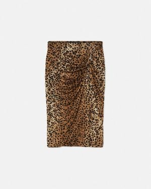 Versace Leopard Gathered Midi Skirt - Natural