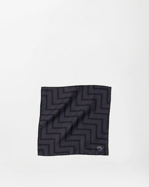 Versace Jacquard Silk Twill Pocket Square - Blue