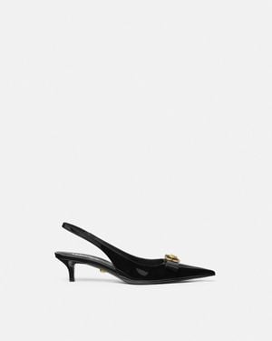 Versace Gianni Ribbon Patent Slingback Court Shoes 45 Mm - White