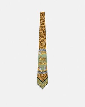 Versace Wild Cats Silk Tie - White