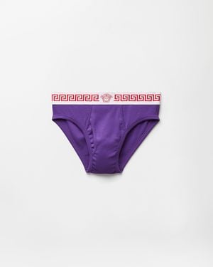 Versace Slip Aus Geripptem Baumwolljersey - Lila