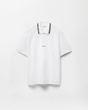 Versace Embroidered-Logo Cotton Piqué Polo - White