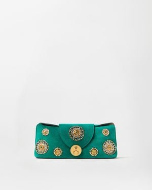 Versace Vivian Pochette En Daim Brodée - Vert