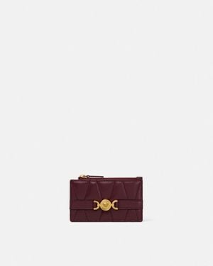 Versace Medusa '95 Quilted Zip Card Holder - Red
