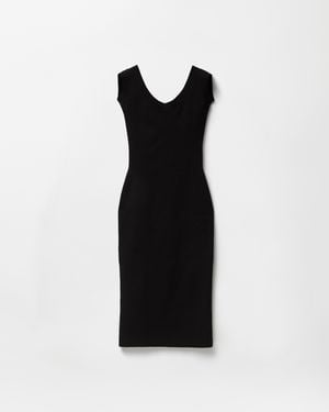 Versace Cotton Ribbed Knit Midi Dress - Black
