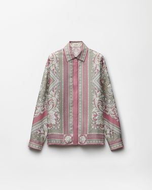 Versace Camisa De Sarga De Seda Con Estampado - Multicolor