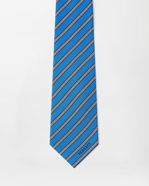 Versace Printed Silk Twill Tie - Blue