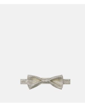 Versace Metallic Viscose-Blend Bow Tie - White