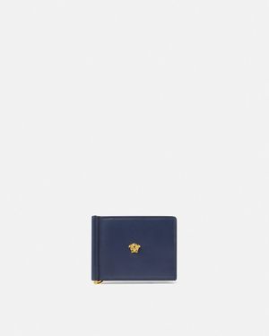 Versace La Medusa Bifold Clip Wallet - Blue