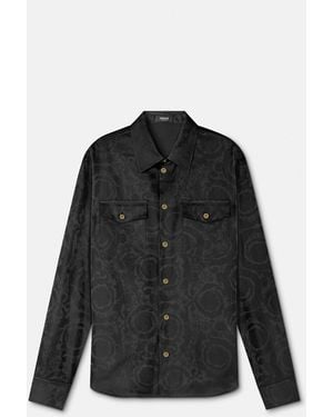 Versace Jacquard Cotton-Poplin Shirt - Black
