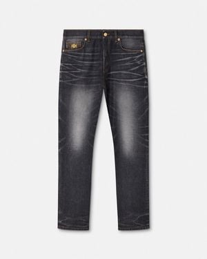 Versace Medusa Biggie Regular-Fit Jeans - Grey