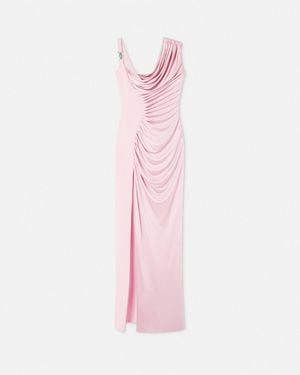 Versace Viscose Liquid Jersey Draped Gown - Pink
