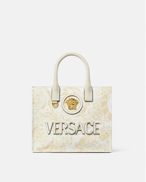 Versace Kleine Tote Aus Canvas Mit La Medusa-Print - Weiß