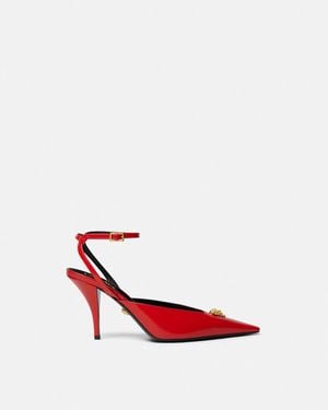 Versace La Medusa 85 Leather Slingback Pumps - Red