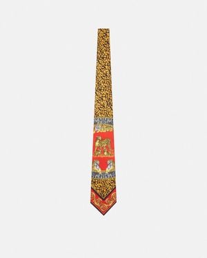 Versace Wild Cats Silk Tie - White