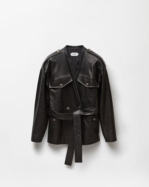 Versace Leather Blouson - Black