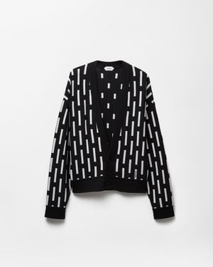 Versace Embroidered-Logo Wool Knit Cardigan - Black