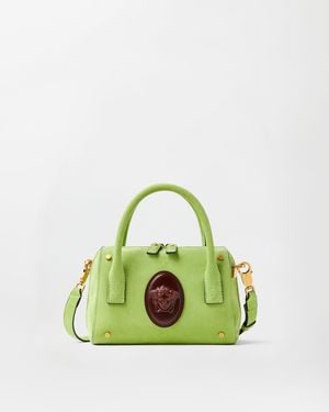 Versace Roomy Small Suede Boston Bag - Green