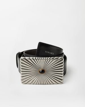 Versace Leather Belt 4 Cm - Black