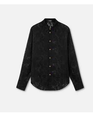 Versace Python-Devoré Silk-Blend Evening Shirt - Black