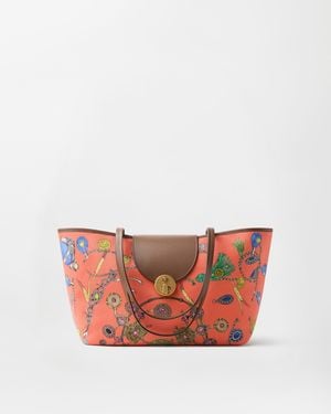 Versace Vivian Printed Small Canvas Tote - White