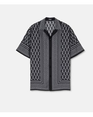 Versace Silk Short-Sleeve Shirt - Gray
