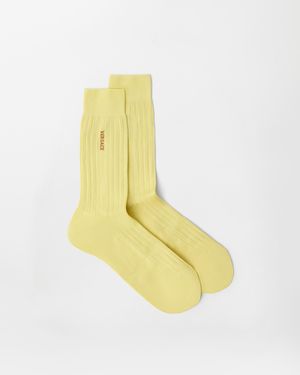 Versace Calcetines De Algodón Acanalados Con Bordado - Blanco