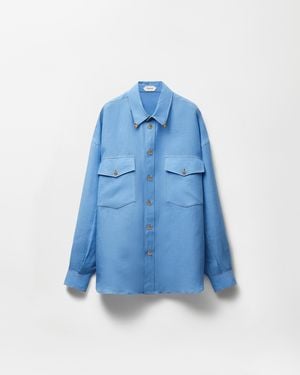 Versace Linen Loose Shirt - Blue