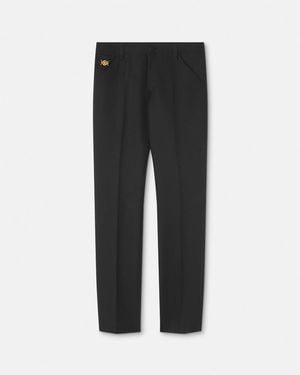 Versace Cavalry Wool Formal Trousers - Black