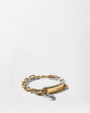 Versace Logo Tag Bracelet - Metallic