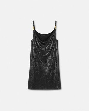 Versace Mini Robe Nuisette En Maille Métallique - Black