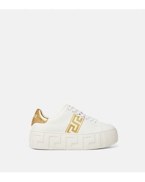 Versace Greca Embroidered Trainers - White