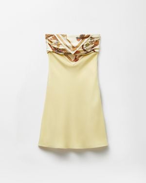 Versace Silk Crêpe Marocaine Strapless Mini Dress - Yellow