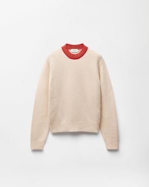 Versace Pull En Laine Et Cachemire À Col Ras-Du-Cou - Blanc