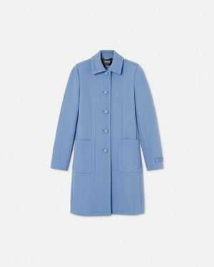 Versace Scuba-Wool A-Line Coat - Blue