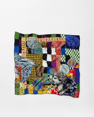 Versace Bedruckter Schal Aus Seidentwill 90 Cm - Blau