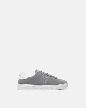 Versace Suede Greca Trainers - White