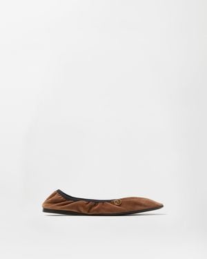 Versace Guanto Ballerinas Aus Wildleder - Weiß