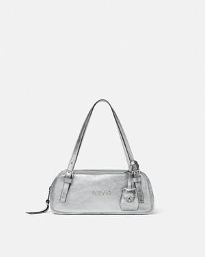 Versace Tag Bowling Metallic Shoulder Bag - White